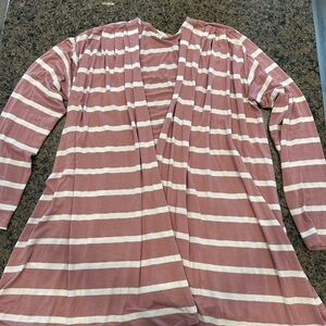 Ethically Sourced Striped Deep Pink and White Cardigan
